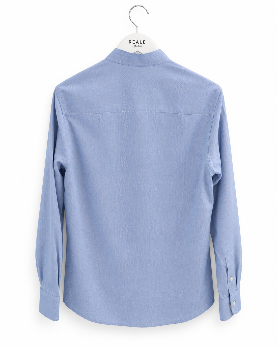 Camisa Casual em Oxford Azul Claro Gola Mandarim