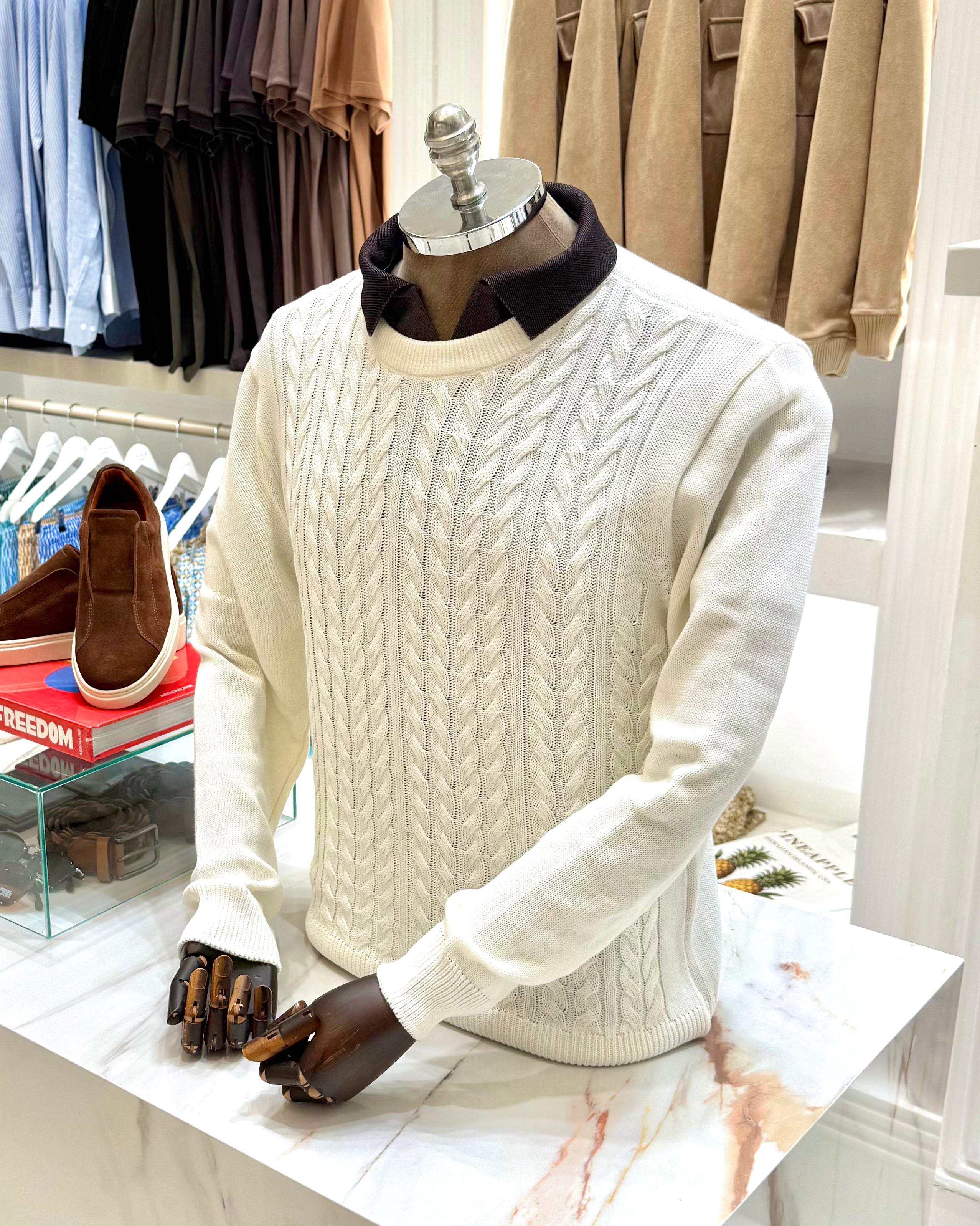 Sweater Trançado Off White