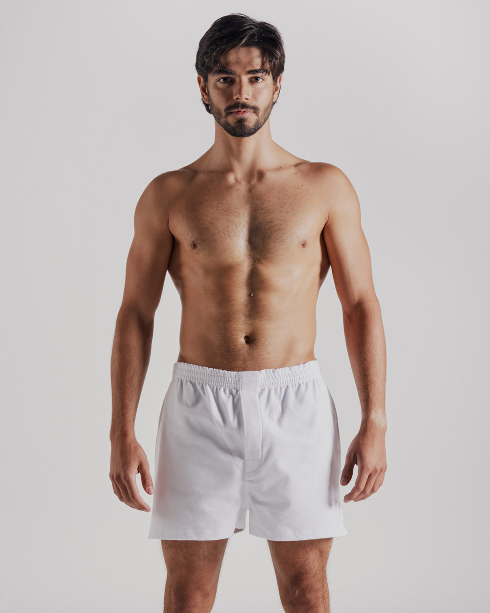 BOXER PIJAMA EM ALGODÃO BRANCO FLANELADO