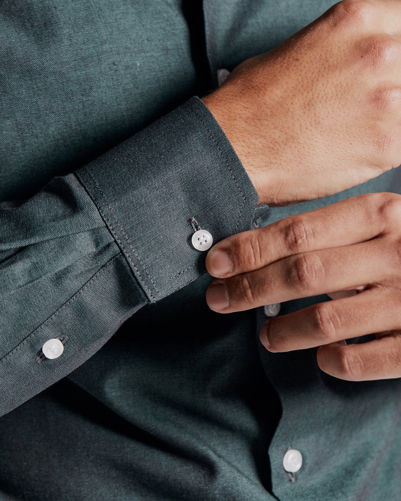 Camisa em Oxford Verde Escuro