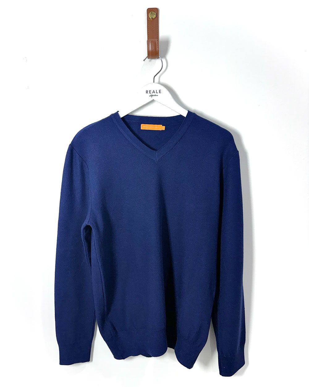 Pull Over Gola V em Tricot Modal Marinho