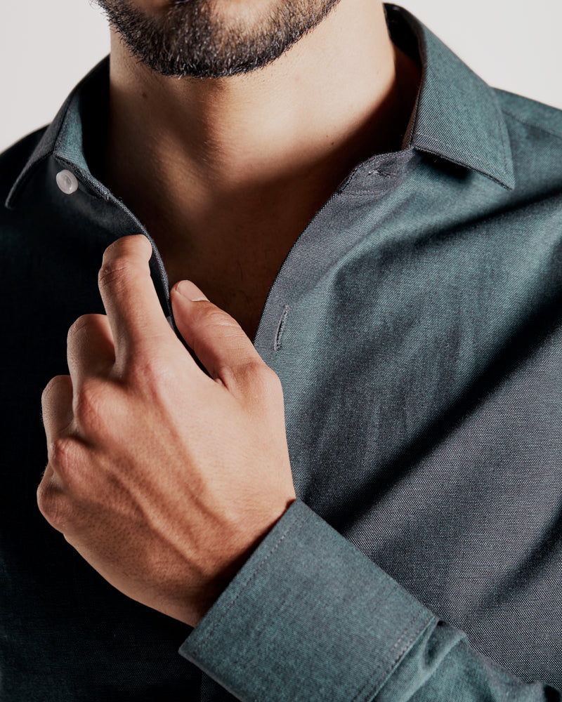 Camisa em Oxford Verde Escuro