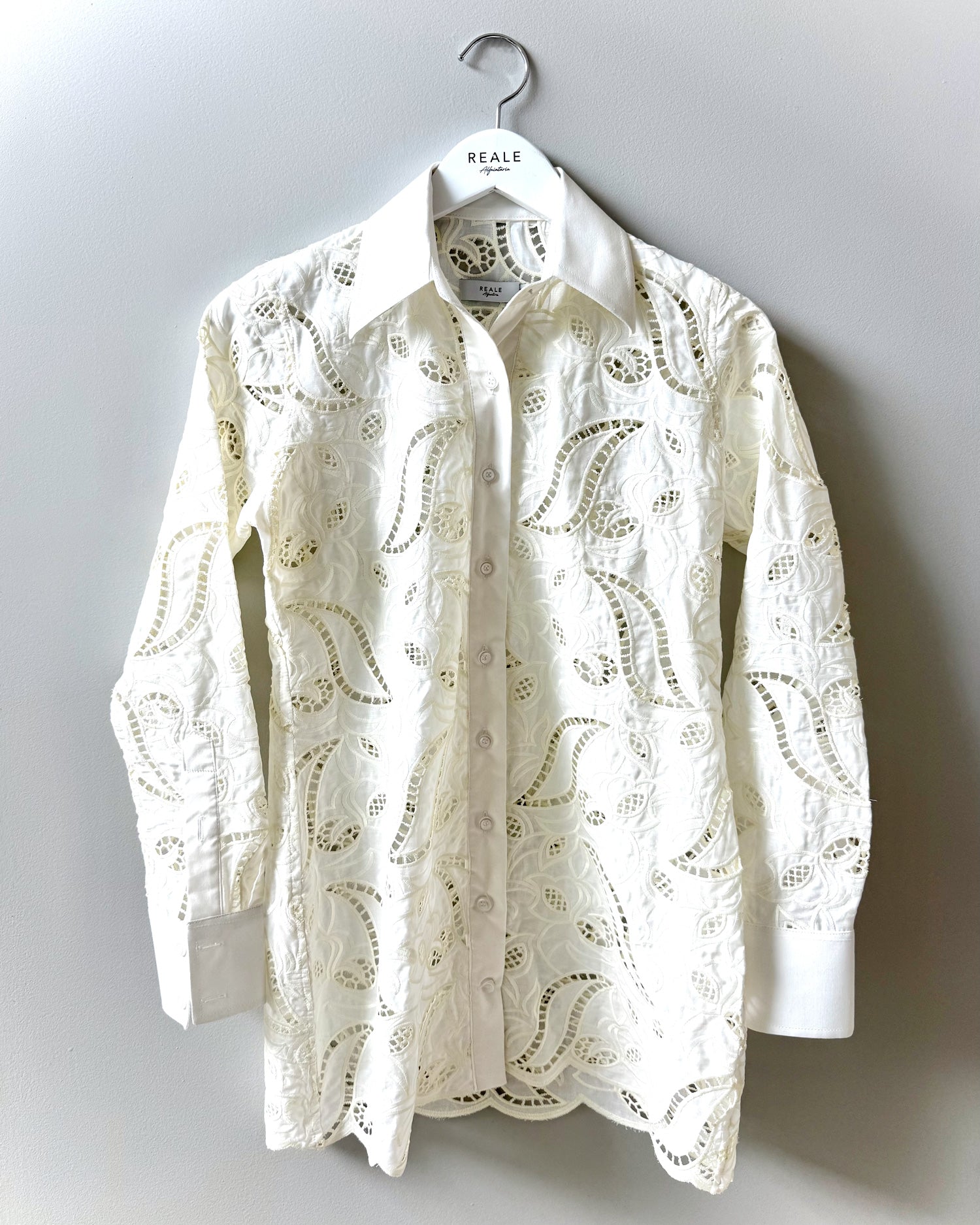 Camisa “Roberta” em Laise Off White