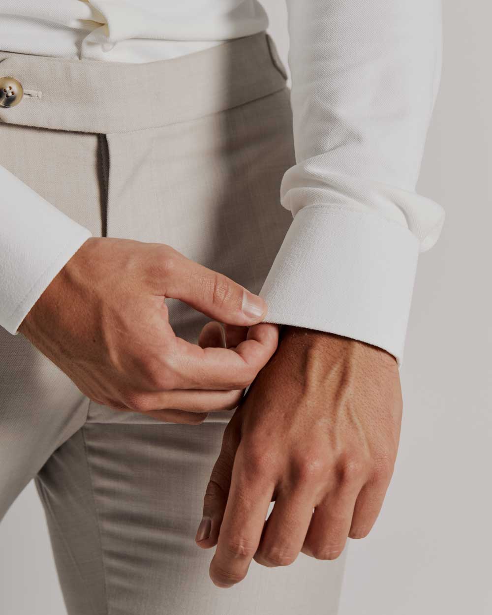 Camisa Social em Malha Off White