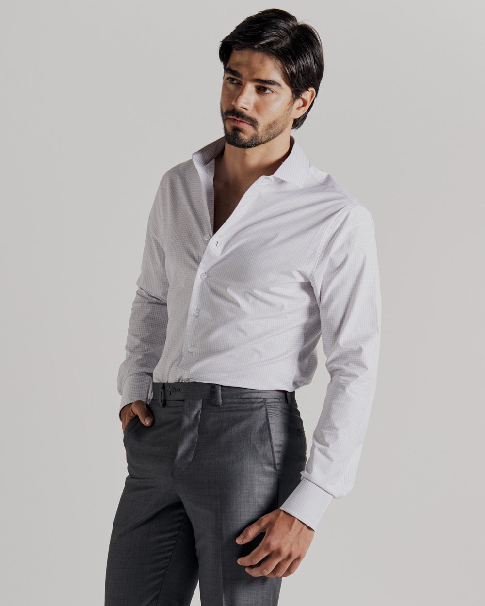 Camisa Social em Tricoline 120 Fios Xadrez Risca