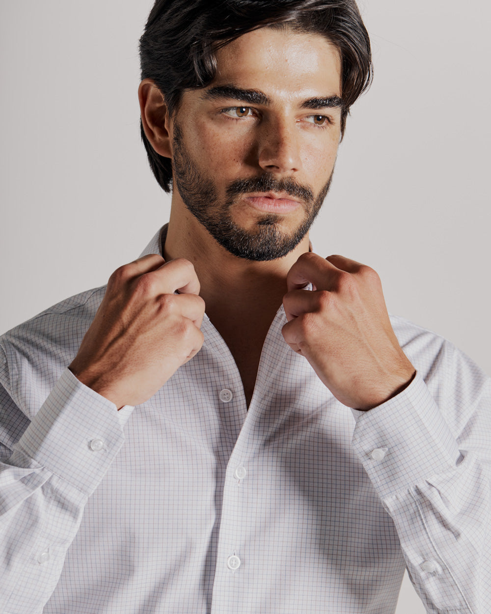 Camisa Social em Tricoline 120 Fios Xadrez Risca