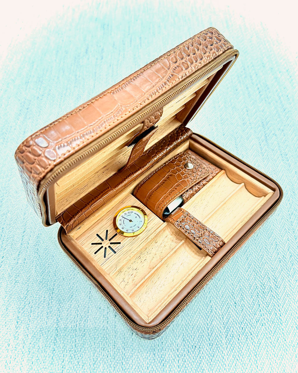 Case Grande para Charutos em Croco Whisky