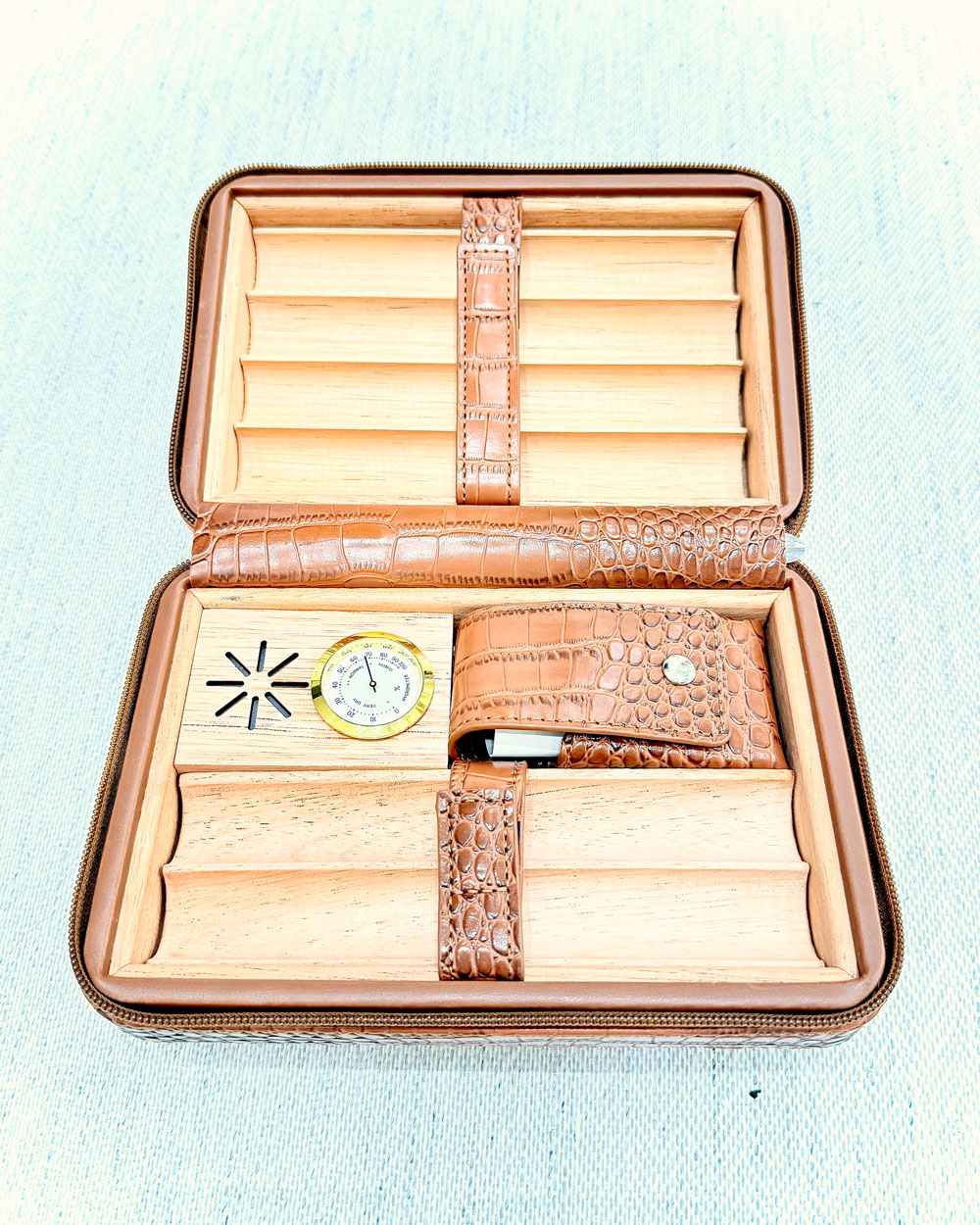 Case Grande para Charutos em Croco Whisky