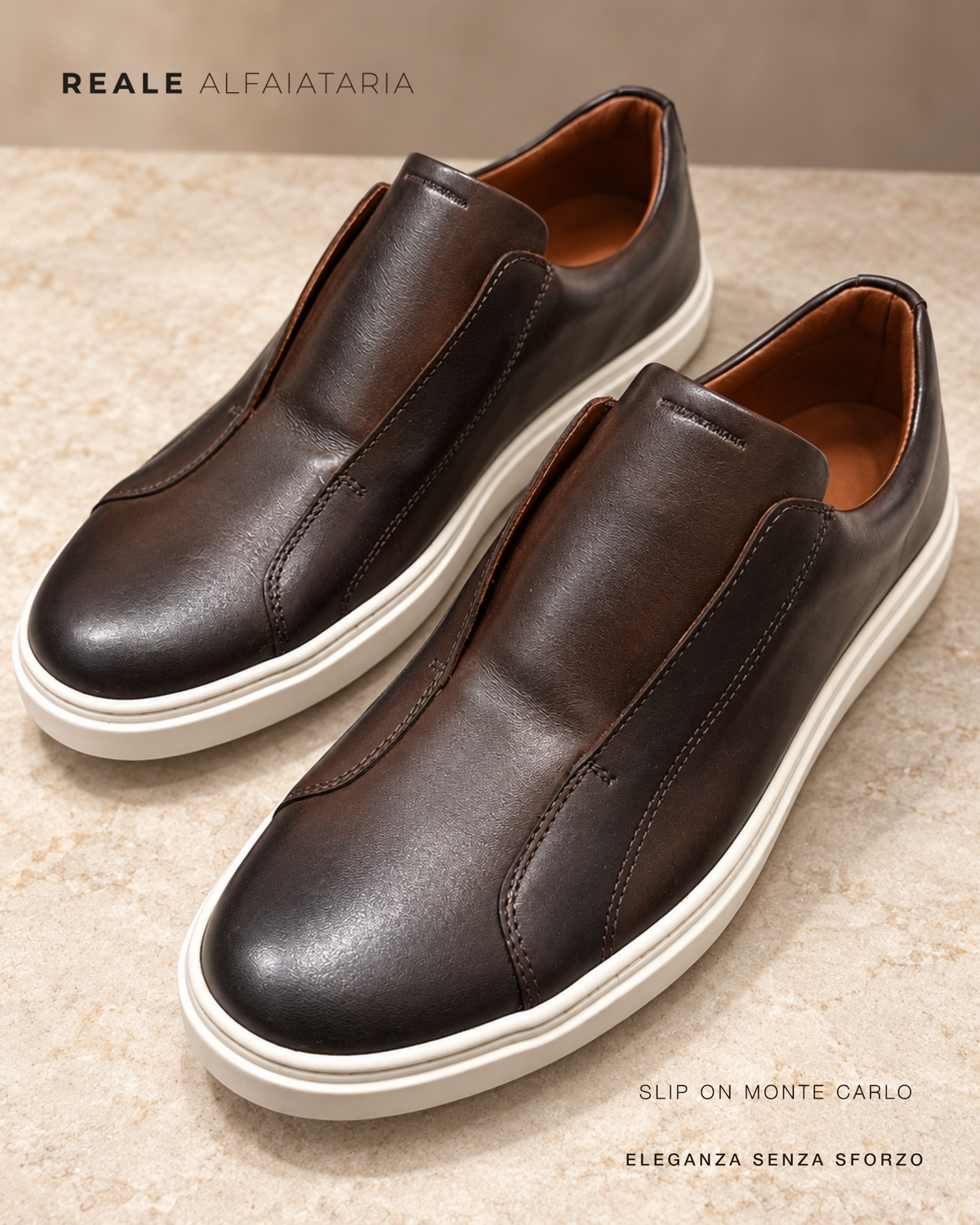 Slip-On “Monte Carlo” em Couro Café