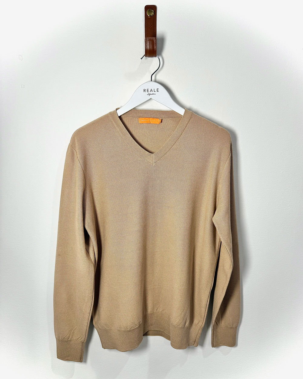Pull Over Gola V em Tricot Modal Capuccino