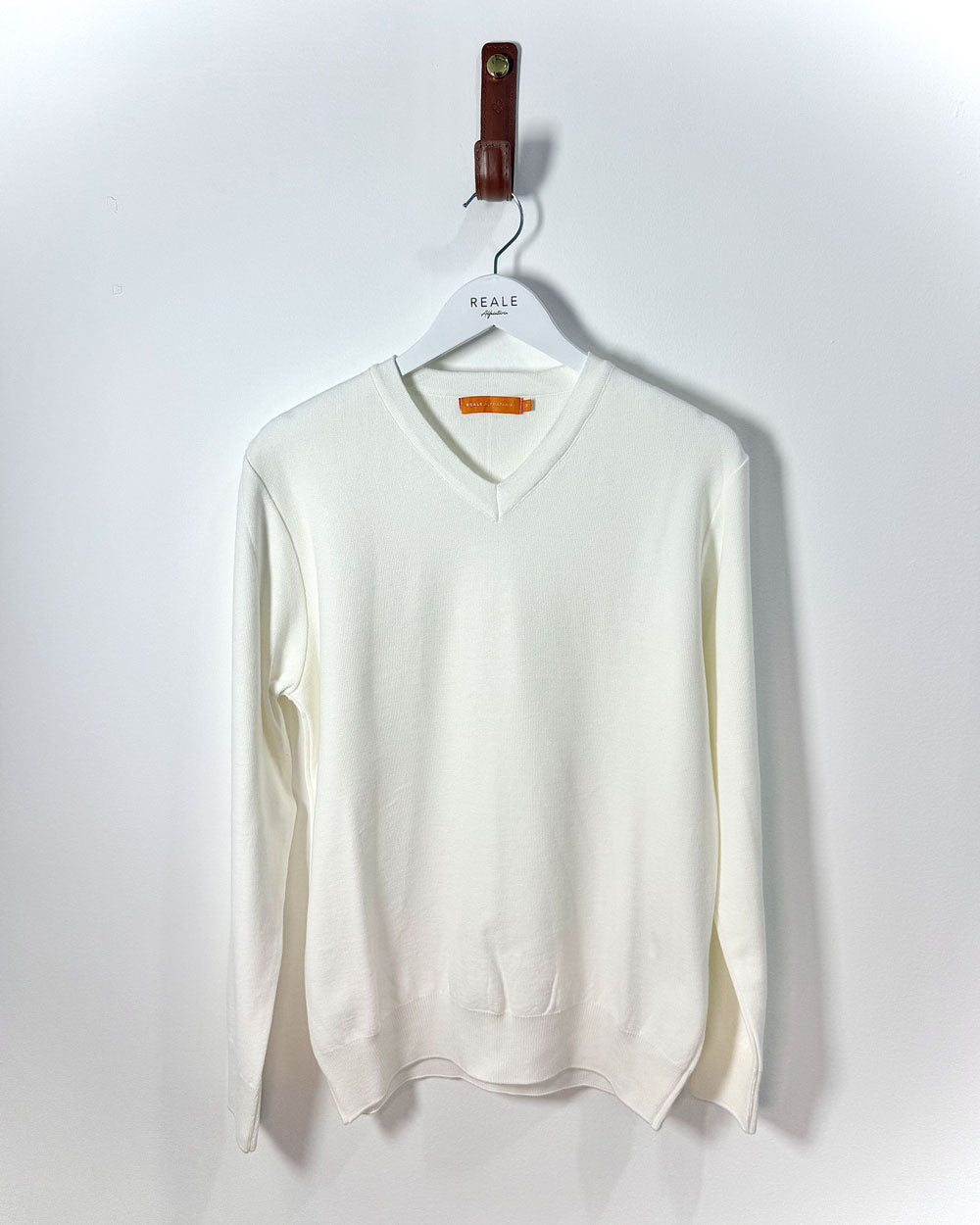 Pull Over Gola V em Tricot Modal Off White