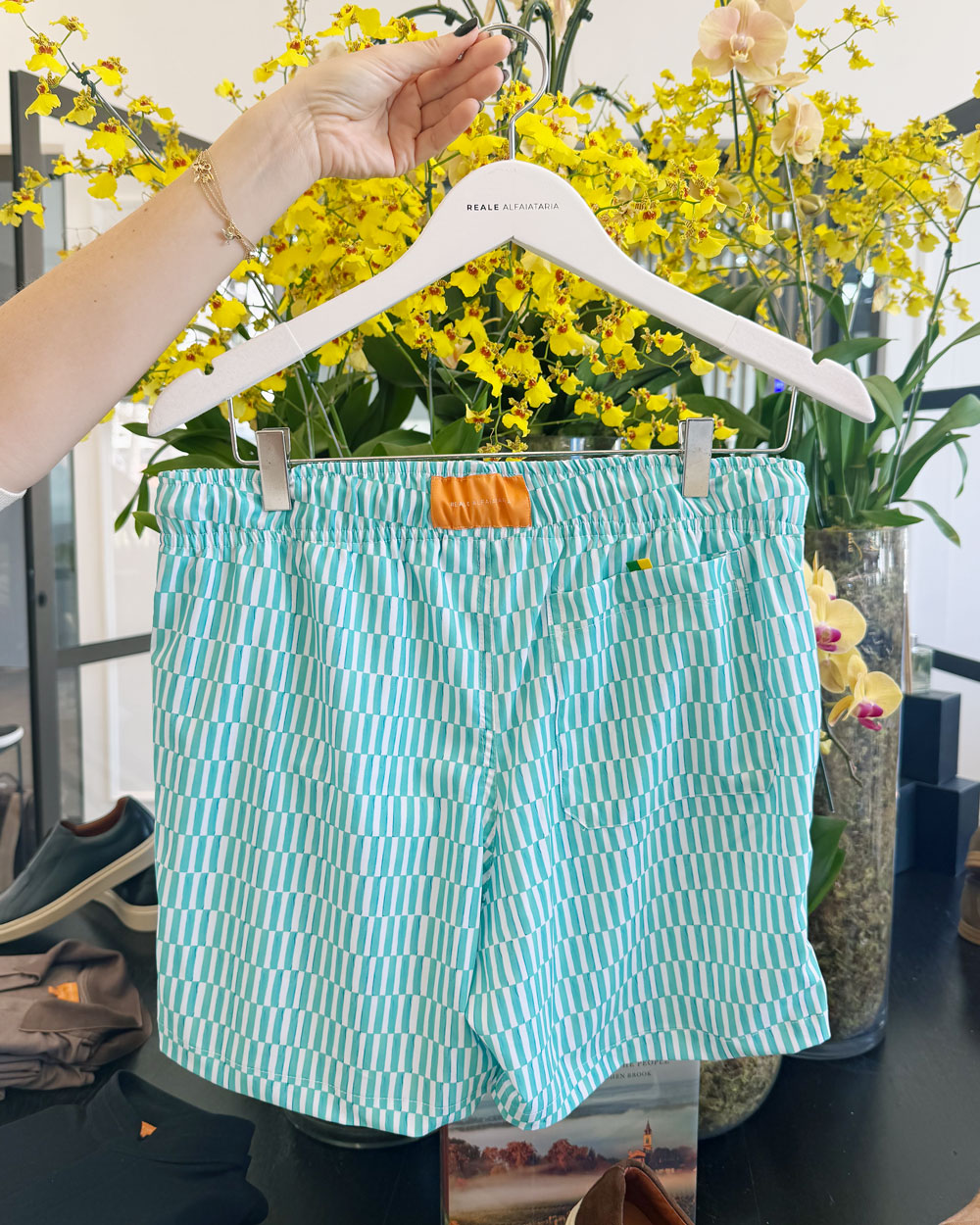 Short "Al Mare" Estampa Tetris Verde Turqueza