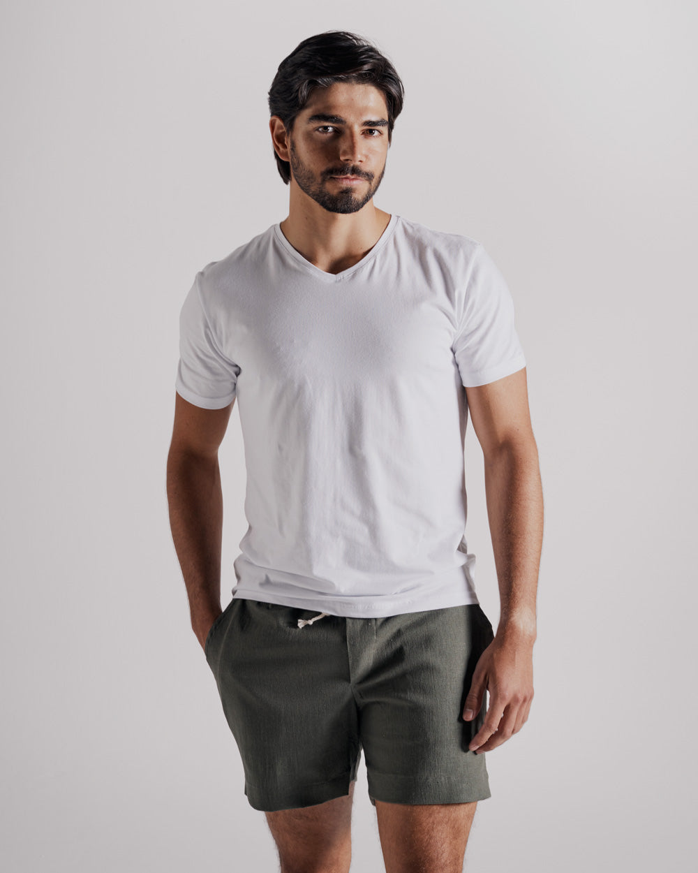 Short Linho Verde Oliva