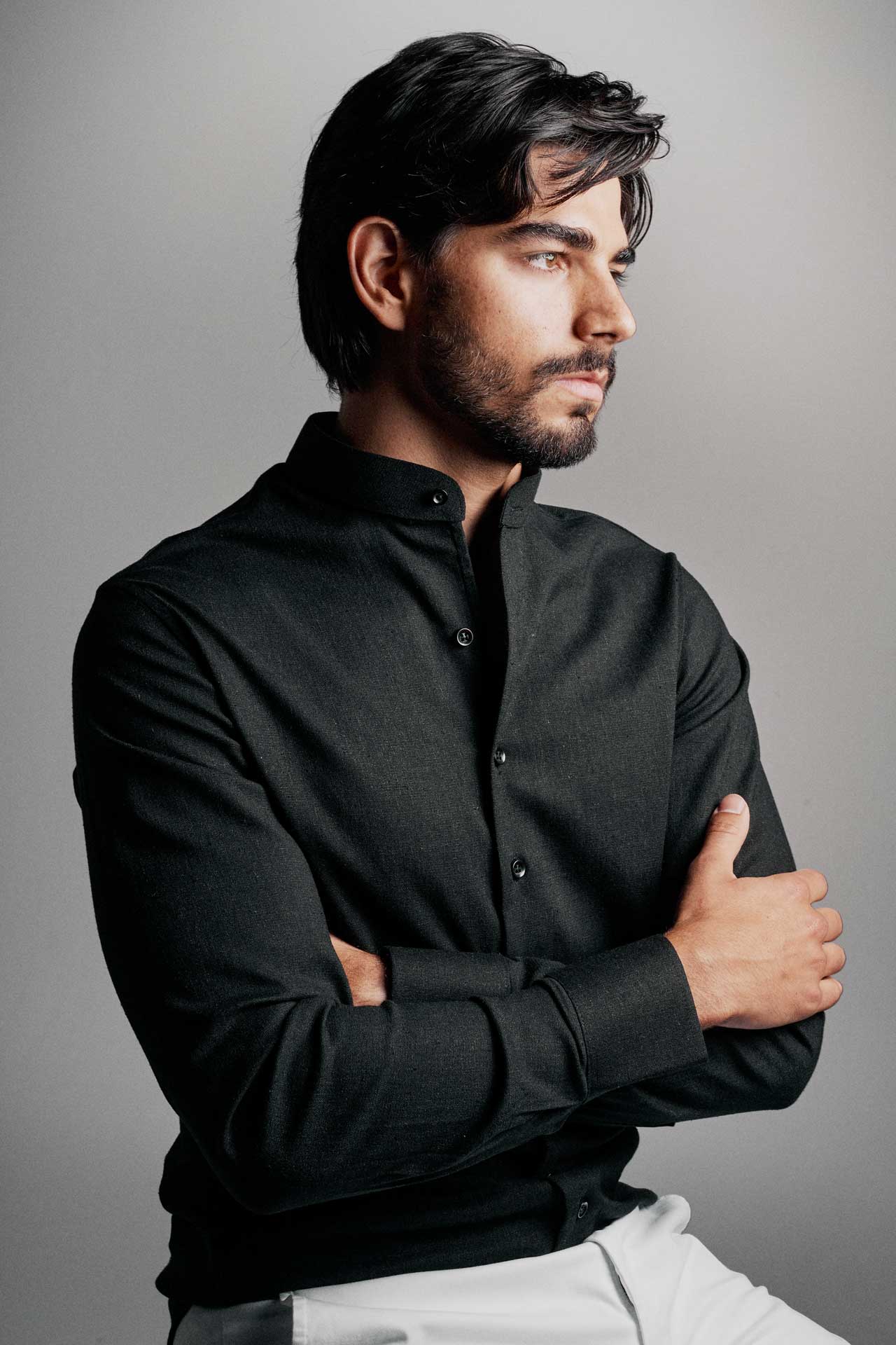 Imagem da Camisa Linho Preto Mandarin